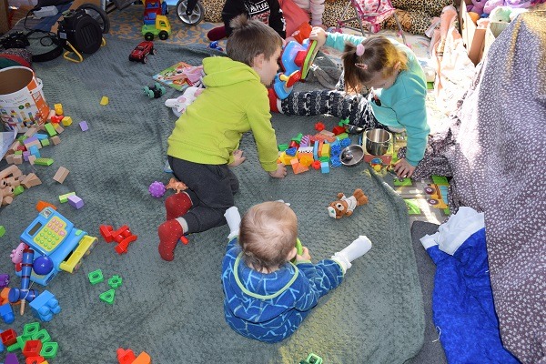 Children playing toys